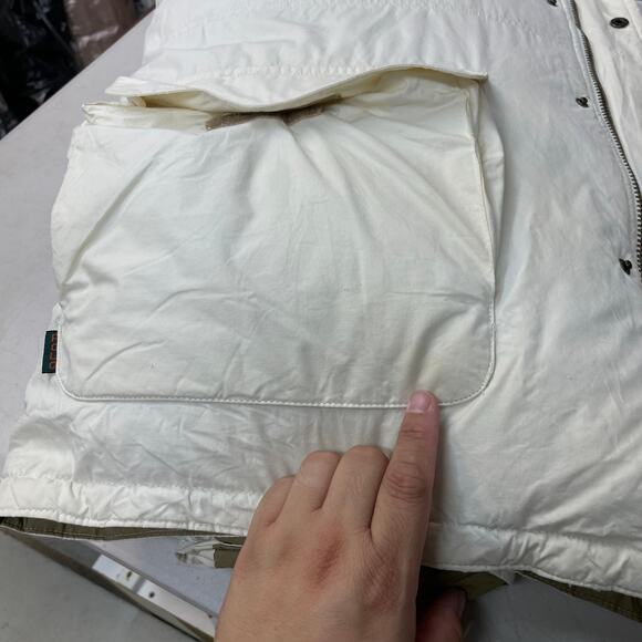 VTG Polo by Ralph Lauren Ivory tan hooded puffer jacket down feather Men's XL - Picture 11 of 16